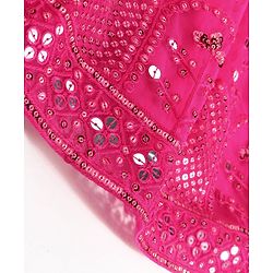 Babyhug Woven Flutter Sleeves Sequin Embroidered Choli Lehenga & Dupatta Set with Tassle Detailing - Fuschia