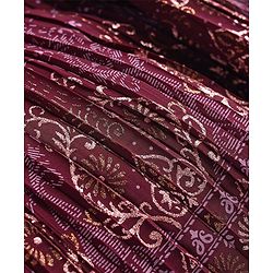 Babyhug Sleeveless Floral Embroidered Choli with Foil Printed Lehenga & Dupatta Set- Wine