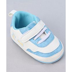 Cute Walk by Babyhug Booties With Velcro Closure & Dino Print - Blue & White