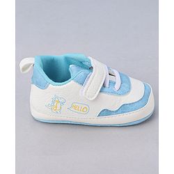 Cute Walk by Babyhug Booties With Velcro Closure & Dino Print - Blue & White