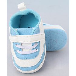 Cute Walk by Babyhug Booties With Velcro Closure & Dino Print - Blue & White