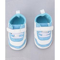 Cute Walk by Babyhug Booties With Velcro Closure & Dino Print - Blue & White