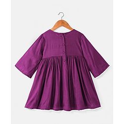 Babyhug Woven Three Fourth Sleeves Floral Embroidery at Yoke  Kurti Palazzo Set with Dupatta - Wine