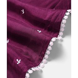 Babyhug Woven Three Fourth Sleeves Floral Embroidery at Yoke  Kurti Palazzo Set with Dupatta - Wine