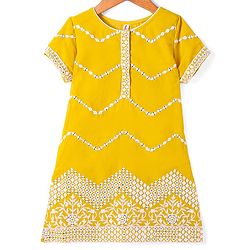 Babyhug Georgette Woven Half Sleeves   Embroidered Kurti Gharara Co-Ord Set with Dupatta - Yellow