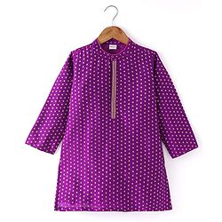 Babyhug Woven Full Sleeves Foil Printed Kurta Pyjama Set - Purple