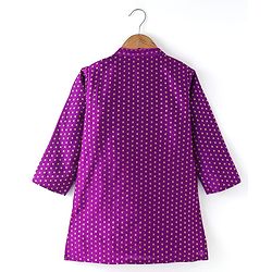 Babyhug Woven Full Sleeves Foil Printed Kurta Pyjama Set - Purple