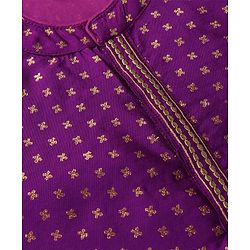 Babyhug Woven Full Sleeves Foil Printed Kurta Pyjama Set - Purple