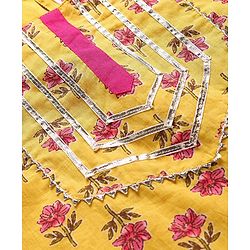 Babyhug Woven Three Fourth  Sleeves Floral Cambric Printed Kurti Gharara & Dupatta Set  - Yellow