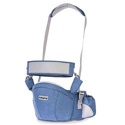 Babyhug Luxe Lift 4-in-1 Ergonomic Hip Seat Carrier: Padded Waist Support, Adjustable Straps, 4 Carrying Positions, Side Storage & Optimal Weight Distribution  For Babies 5 Months+ up to 15 kg - Blue