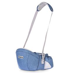 Babyhug Luxe Lift 4-in-1 Ergonomic Hip Seat Carrier: Padded Waist Support, Adjustable Straps, 4 Carrying Positions, Side Storage & Optimal Weight Distribution  For Babies 5 Months+ up to 15 kg - Blue