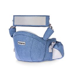 Babyhug Luxe Lift 4-in-1 Ergonomic Hip Seat Carrier: Padded Waist Support, Adjustable Straps, 4 Carrying Positions, Side Storage & Optimal Weight Distribution  For Babies 5 Months+ up to 15 kg - Blue