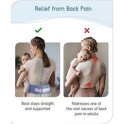 Babyhug Luxe Lift 4-in-1 Ergonomic Hip Seat Carrier: Padded Waist Support, Adjustable Straps, 4 Carrying Positions, Side Storage & Optimal Weight Distribution  For Babies 5 Months+ up to 15 kg - Blue