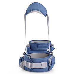 Babyhug Luxe Lift 4-in-1 Ergonomic Hip Seat Carrier: Padded Waist Support, Adjustable Straps, 4 Carrying Positions, Side Storage & Optimal Weight Distribution  For Babies 5 Months+ up to 15 kg - Blue