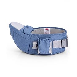 Babyhug Luxe Lift 4-in-1 Ergonomic Hip Seat Carrier: Padded Waist Support, Adjustable Straps, 4 Carrying Positions, Side Storage & Optimal Weight Distribution  For Babies 5 Months+ up to 15 kg - Blue