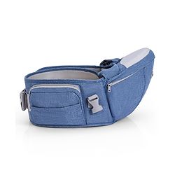 Babyhug Luxe Lift 4-in-1 Ergonomic Hip Seat Carrier: Padded Waist Support, Adjustable Straps, 4 Carrying Positions, Side Storage & Optimal Weight Distribution  For Babies 5 Months+ up to 15 kg - Blue