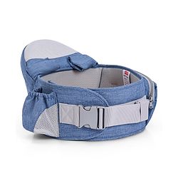 Babyhug Luxe Lift 4-in-1 Ergonomic Hip Seat Carrier: Padded Waist Support, Adjustable Straps, 4 Carrying Positions, Side Storage & Optimal Weight Distribution  For Babies 5 Months+ up to 15 kg - Blue