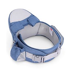 Babyhug Luxe Lift 4-in-1 Ergonomic Hip Seat Carrier: Padded Waist Support, Adjustable Straps, 4 Carrying Positions, Side Storage & Optimal Weight Distribution  For Babies 5 Months+ up to 15 kg - Blue