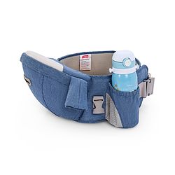 Babyhug Luxe Lift 4-in-1 Ergonomic Hip Seat Carrier: Padded Waist Support, Adjustable Straps, 4 Carrying Positions, Side Storage & Optimal Weight Distribution  For Babies 5 Months+ up to 15 kg - Blue