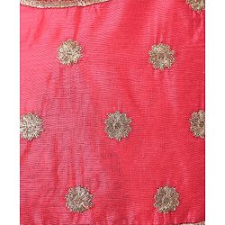 Babyhug Woven Sleeveless Choli Lehenga & Dupatta Set with Foil Print - Pink & Aqua Blue