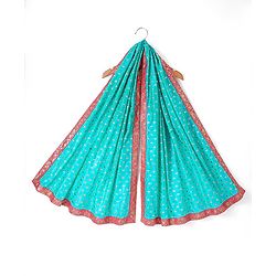 Babyhug Woven Sleeveless Choli Lehenga & Dupatta Set with Foil Print - Pink & Aqua Blue
