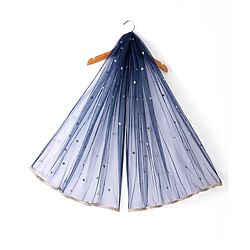 Babyhug Woven Short Puffed Sleeves Floral Embroidered Choli With Lehenga & Dupatta Set - Teal Blue