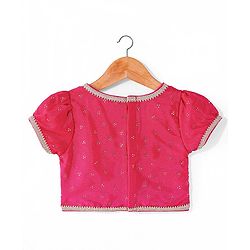 Babyhug Woven Half Sleeves Ombre Choli Lehenga & Dupatta Set with Embellishments - Pink