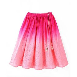 Babyhug Woven Half Sleeves Ombre Choli Lehenga & Dupatta Set with Embellishments - Pink