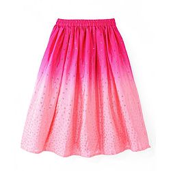 Babyhug Woven Half Sleeves Ombre Choli Lehenga & Dupatta Set with Embellishments - Pink