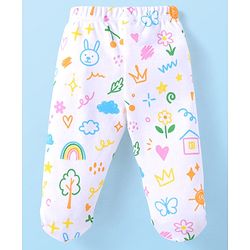 Babyhug Interlock Cotton Knit Bootie Leggings Floral Print Pack of 3 - Pink Yellow & White
