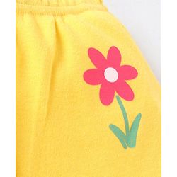 Babyhug Interlock Cotton Knit Bootie Leggings Floral Print Pack of 3 - Pink Yellow & White