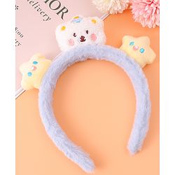 Babyhug Fur Hair Band with Star & Teddy Applique Free Size - Blue