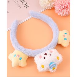 Babyhug Fur Hair Band with Star & Teddy Applique Free Size - Blue