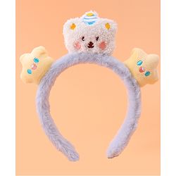 Babyhug Fur Hair Band with Star & Teddy Applique Free Size - Blue