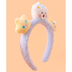 Babyhug Fur Hair Band with Star & Teddy Applique Free Size - Blue