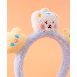Babyhug Fur Hair Band with Star & Teddy Applique Free Size - Blue