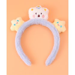 Babyhug Fur Hair Band with Star & Teddy Applique Free Size - Blue