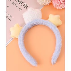Babyhug Fur Hair Band with Star & Teddy Applique Free Size - Blue