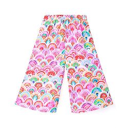 Babyhug Woven Flutter Sleeves Digital Printed Top & Palazzo Set - Pink & White