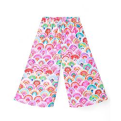 Babyhug Woven Flutter Sleeves Digital Printed Top & Palazzo Set - Pink & White