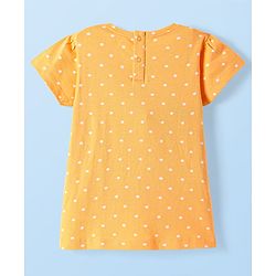 Babyhug Cotton Knit Frock & Half Sleeves Inner Tee With Floral & Polka Dot Print - Maroon & Mustard