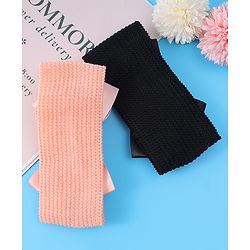 Babyhug Headbands With Bow Applique Pack of 2 - Peach & Black