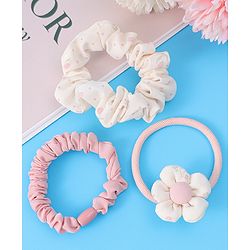 Babyhug Rubber Bands & Scrunchies Set Pack of 3 - Pink