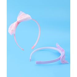 Babyhug Hair Bands Bow Applique with Pearls Embedded Free Size Pack of 2 - Light Pink & Purple