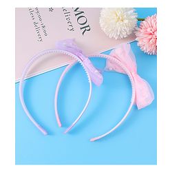 Babyhug Hair Bands Bow Applique with Pearls Embedded Free Size Pack of 2 - Light Pink & Purple