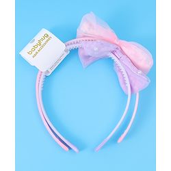 Babyhug Hair Bands Bow Applique with Pearls Embedded Free Size Pack of 2 - Light Pink & Purple
