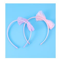 Babyhug Hair Bands Bow Applique with Pearls Embedded Free Size Pack of 2 - Light Pink & Purple