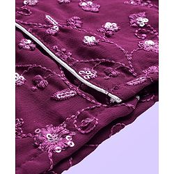 Babyhug Woven Full Sleeves Floral Sequin Embroidered Kurta Pyjama Set - Wine