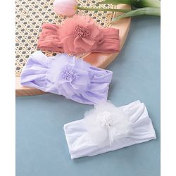 Babyhug Free Size Headbands Floral Applique Pack of 3 - Multicolor