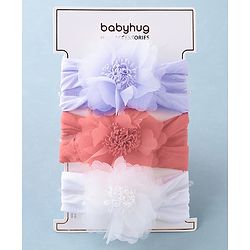 Babyhug Free Size Headbands Floral Applique Pack of 3 - Multicolor